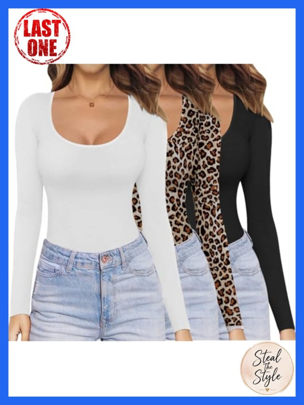 Ekouaer Womens 3 Pack Long Sleeve Thermal Shirts Scoop Neck Fitted Tops